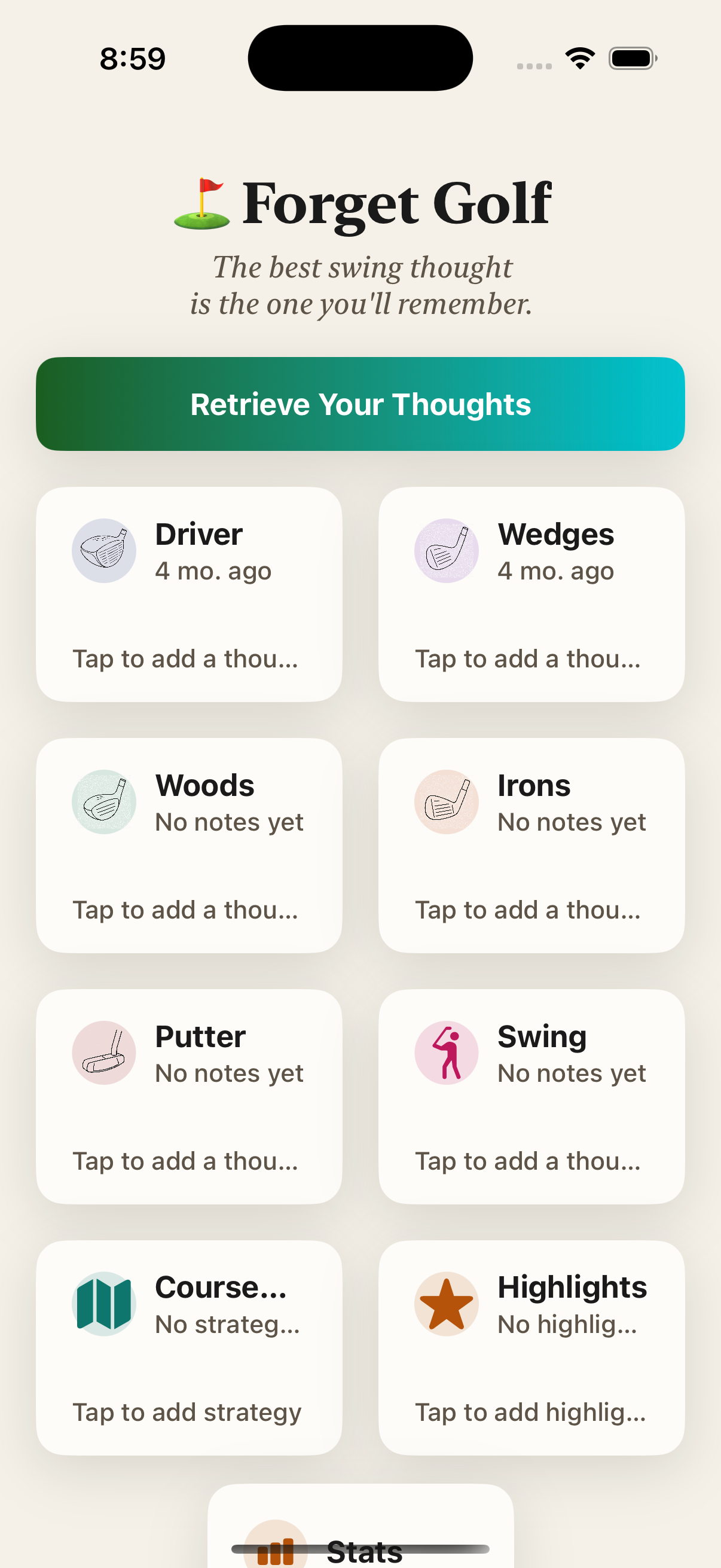 Forget Golf app screenshot